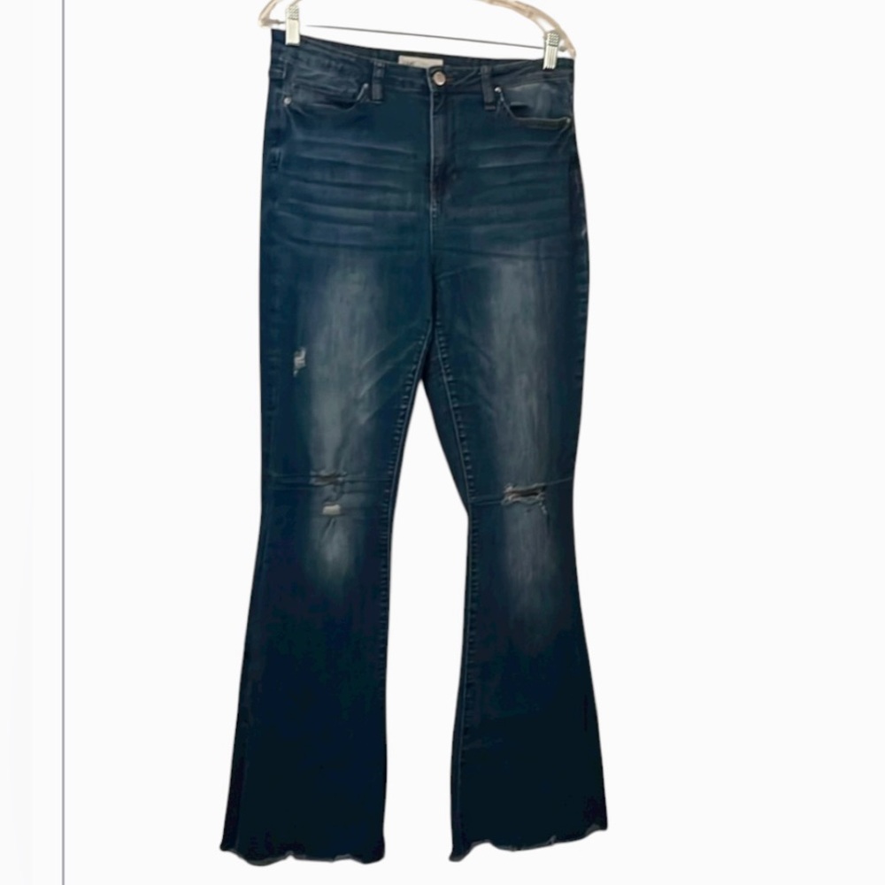 YMI High Rise Dark Blue Faded Flare Jeans 32